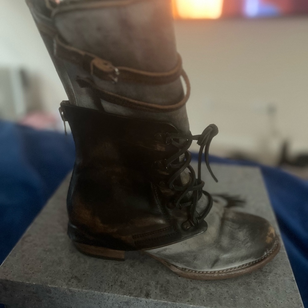 Brown and Black Lace-Up Boots Freebirds